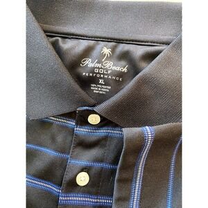 Palm Beach Golf Performance Mens XL Polo Shirt Black Blue Striped Short Sleeve